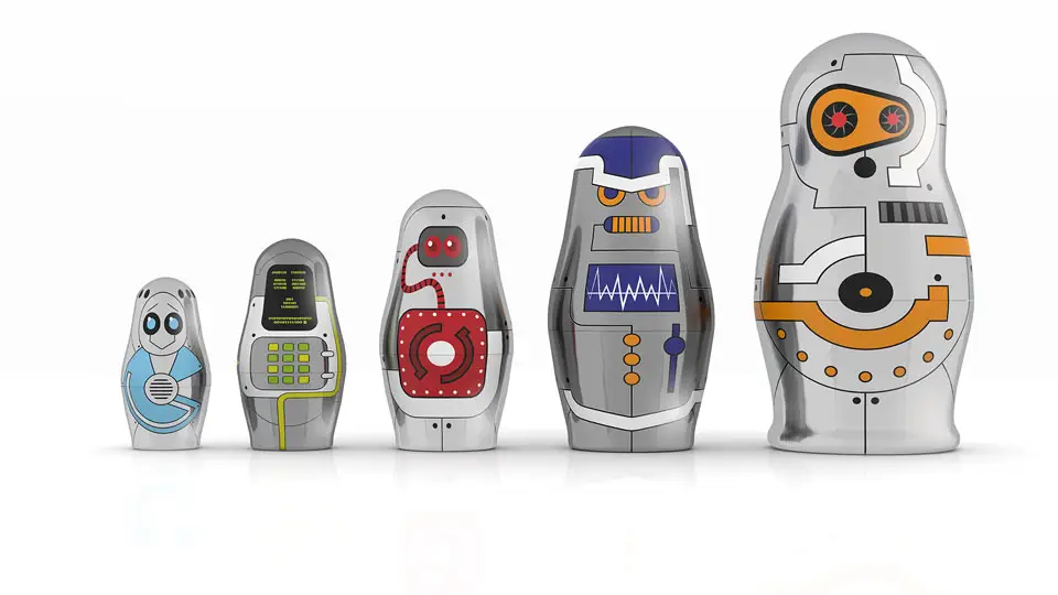 Design 3d-Famille-de-5-poupées-russes-Robots Val PG