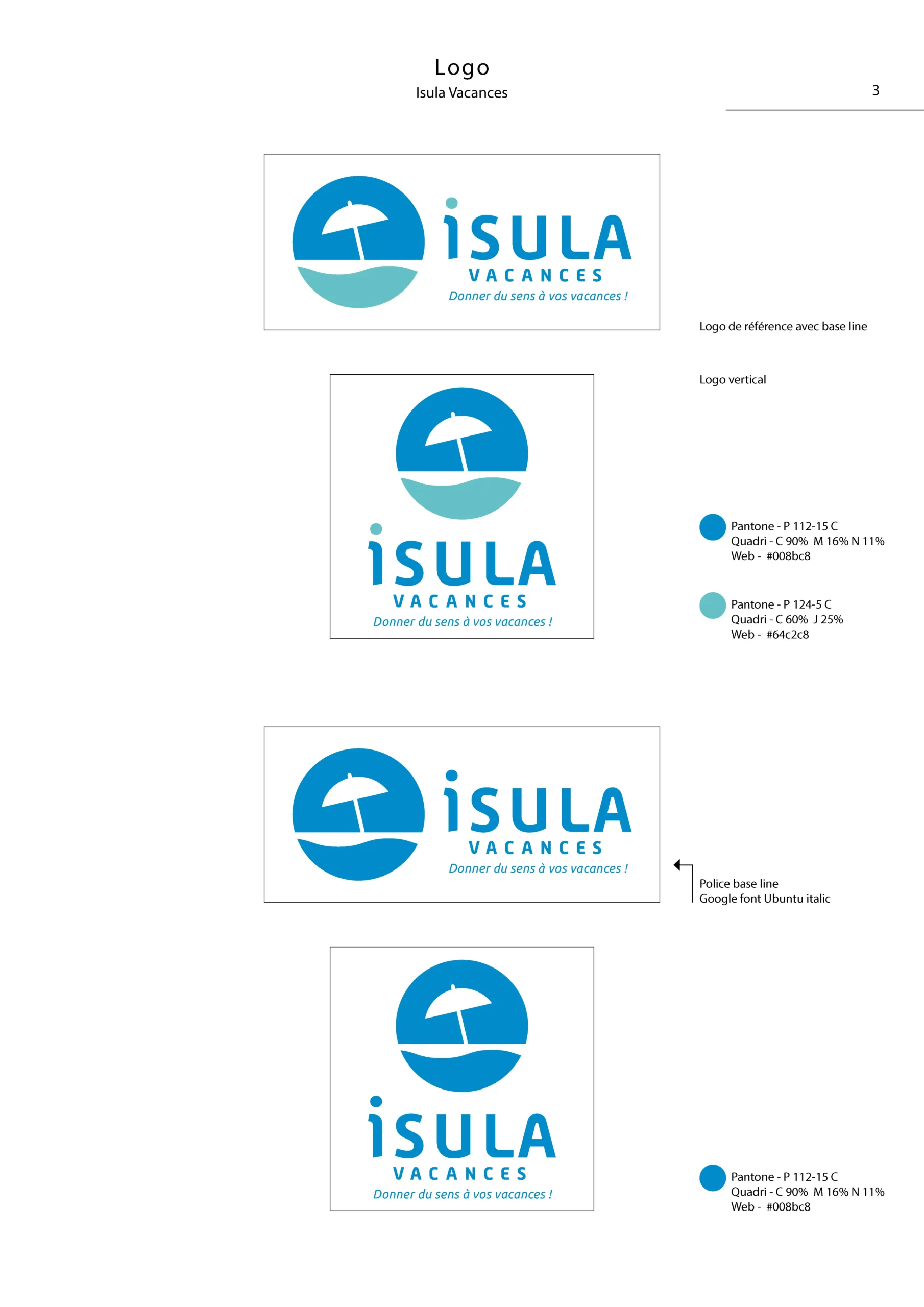 Charte graphique simplifiée du logo Isula Vacances Page 3
