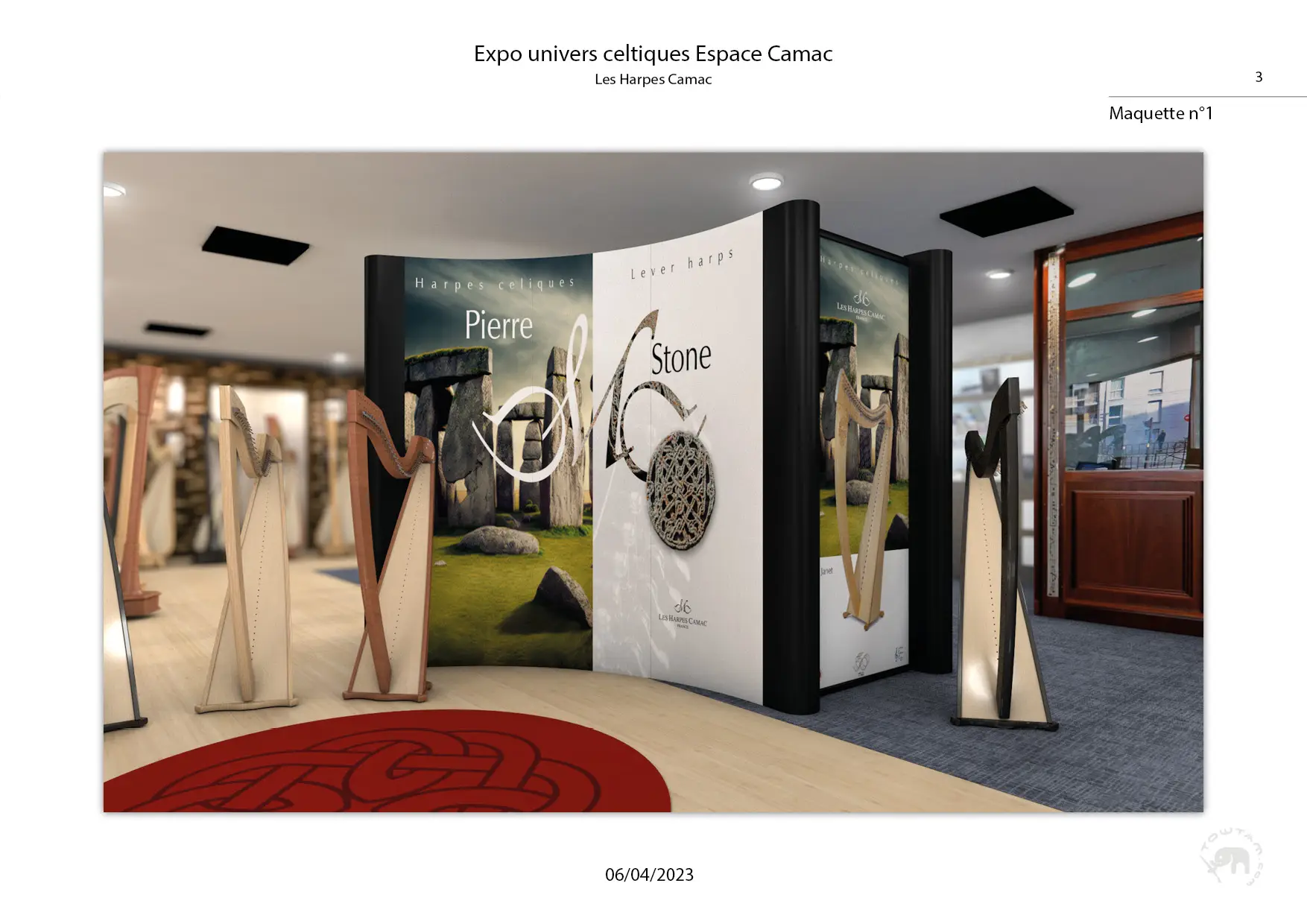 Projet 3d avec création graphique d’aménagement d’espace d’exposition au magasin Camac de Paris Page 3